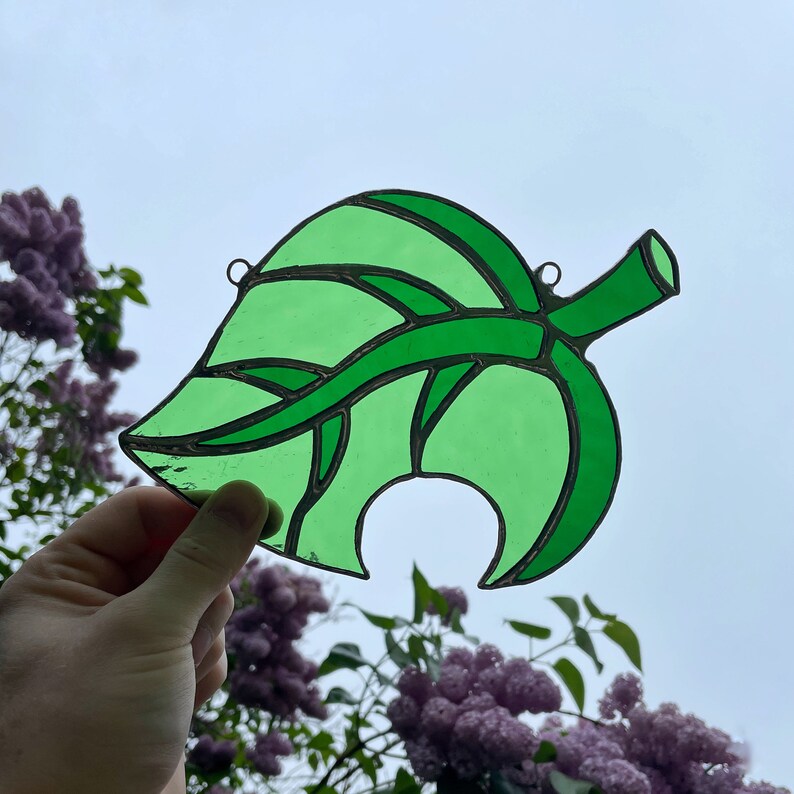 Animal Crossing Inspired Stained Glass Leaf Etsy