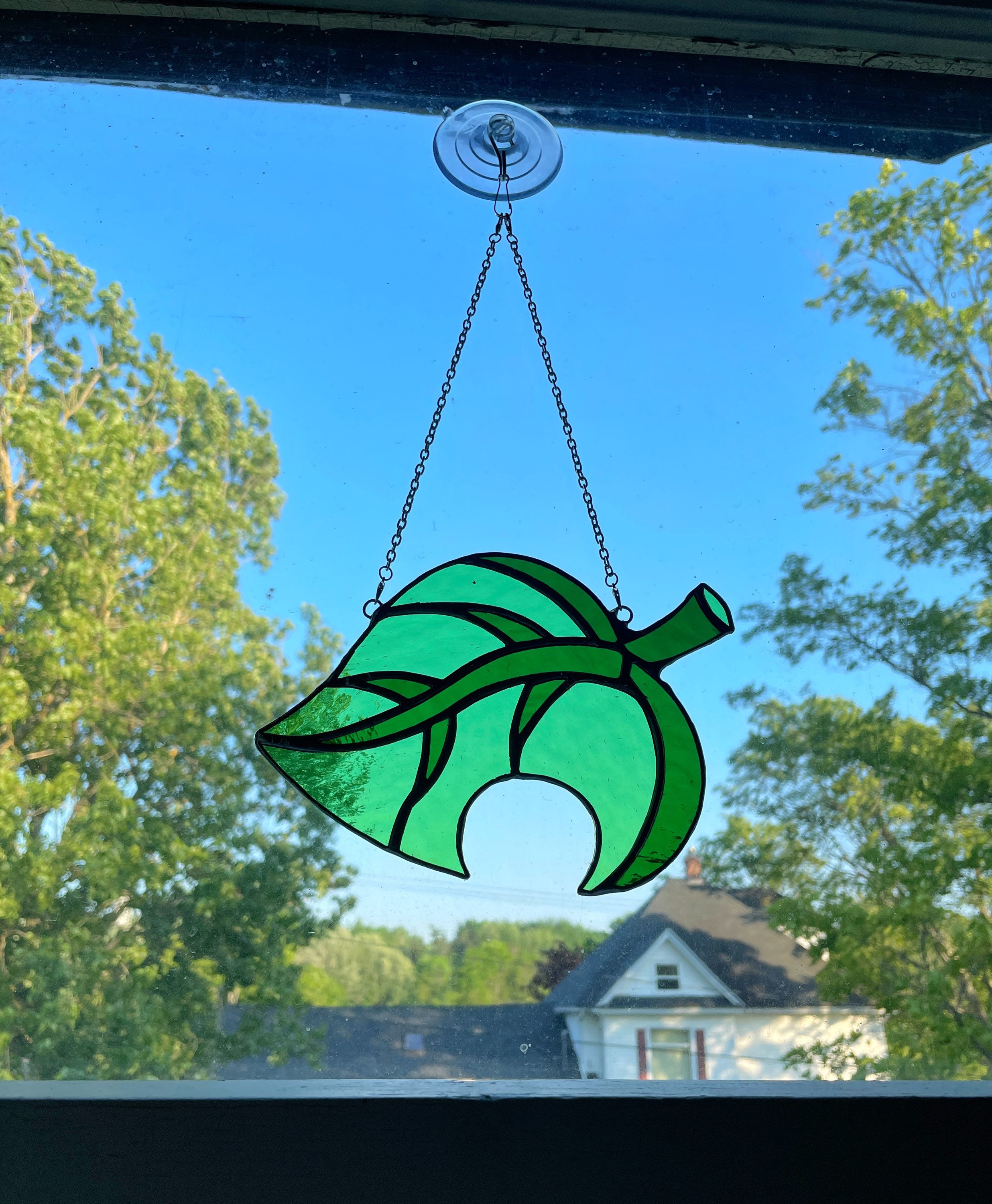 Animal Crossing Inspired Stained Glass Leaf Etsy