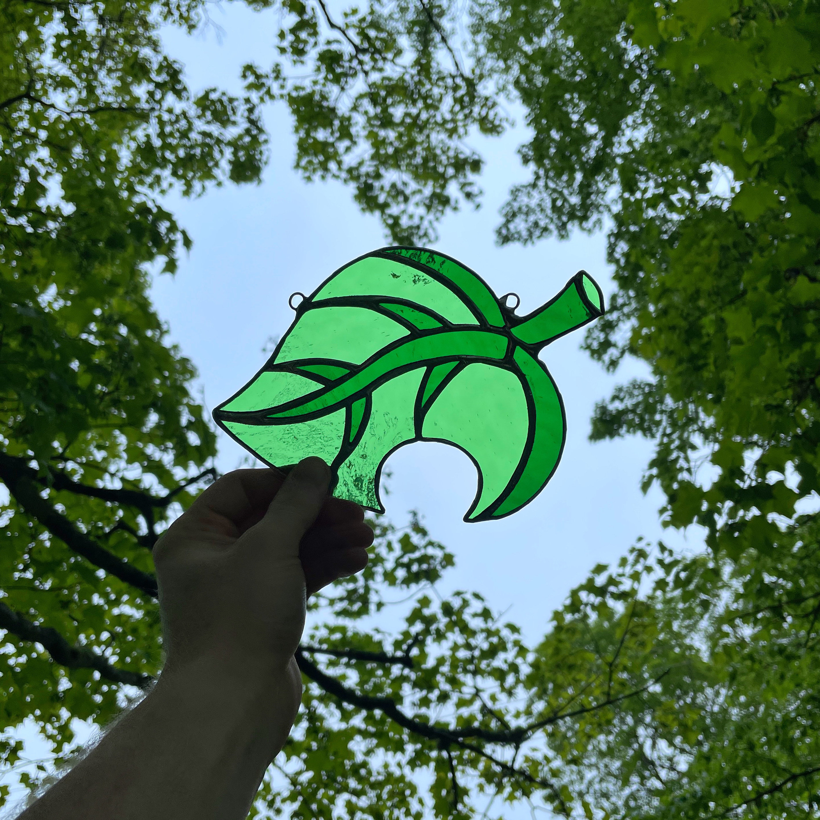 Animal Crossing Inspired Stained Glass Leaf Etsy
