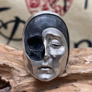 Handgemachte Sterling Silber Crying Skull Ring: Limitierte Edition Design