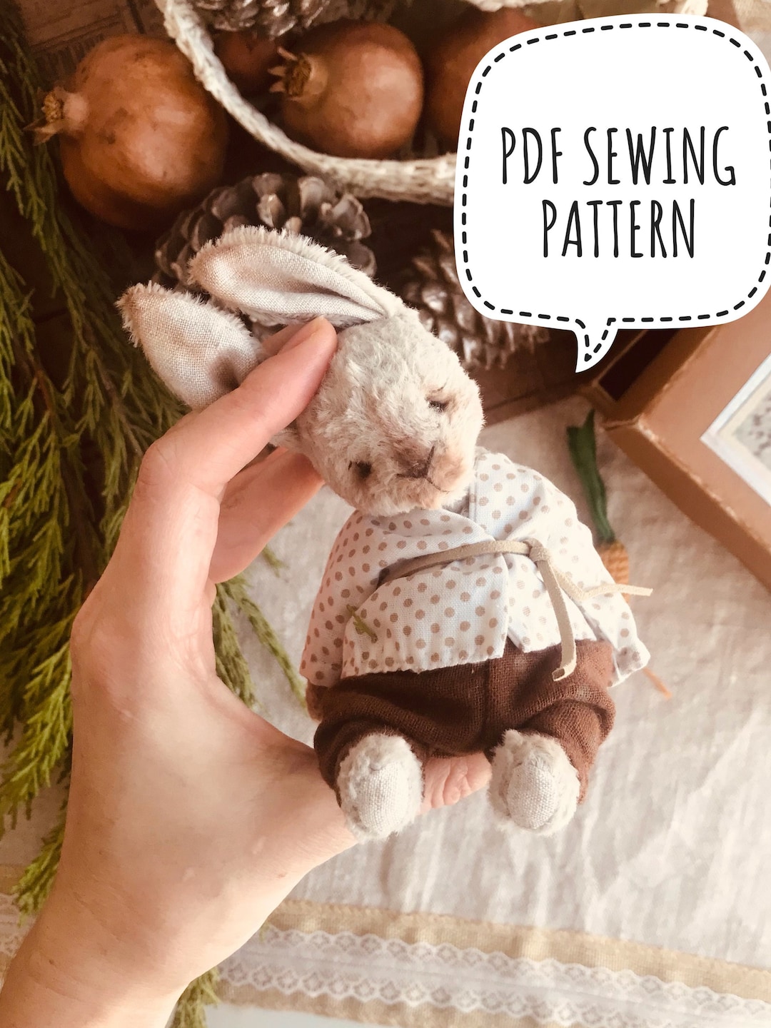 Stuffed Bunny Sewing Pattern With Clothes (PDF Download) - Etsy