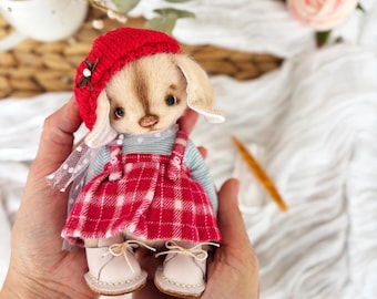 Mila – Cachorrita francesa hecha a mano, perro de peluche coleccionable, 13 cm