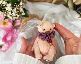 Rosie Braut-Teddybär, handgefertigter Miniatur-Künstlerbär, 12 cm Sammlerstück