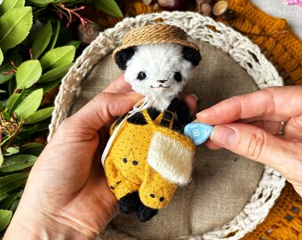Panda in a hat.Teddy Bears/Teddy Bears gift/Birthday/Decorative Toys/toys Handmade Panda Toys/Collectable Teddy Bear, Funny panda, mini pand