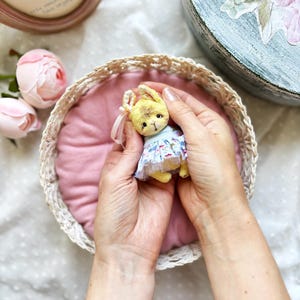 Mini bunny/ rabbit  / artist teddy bear/toy/  ooak teddy stuffed plush toy /Bunny/Cute rabbit/ Bunny in a dress/Little bunny.