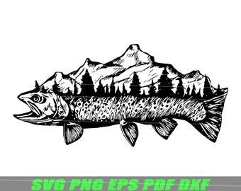 Download Art Collectibles Clip Art Pdf Trout Outline Svg Silhouette Cricut Fly Fishing Clipart Scrapbook Cut File Adventure Dxf Eps Vector Png Fishing Trout Svg
