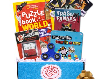 Brain Buster Gift Box - Fun Brain Teasers, Puzzles and Games for Kids - Happy Birthday | Happy Easter | Feel Better Soon | Summer Camp Fun