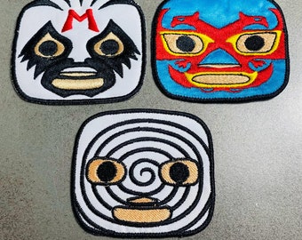 Lucha Libre 3 pack Mil Mascaras, Dos Caras, Cicodelico iron on patches