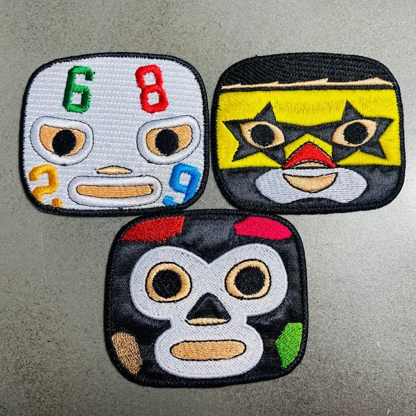 Lucha Libre 3 pack Matematico, Super Muñeco, Vagabundo iron on patches