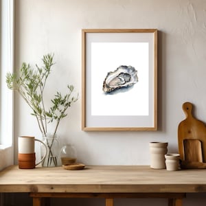 Oyster Watercolor Giclee Print: Coastal Kitchen Art