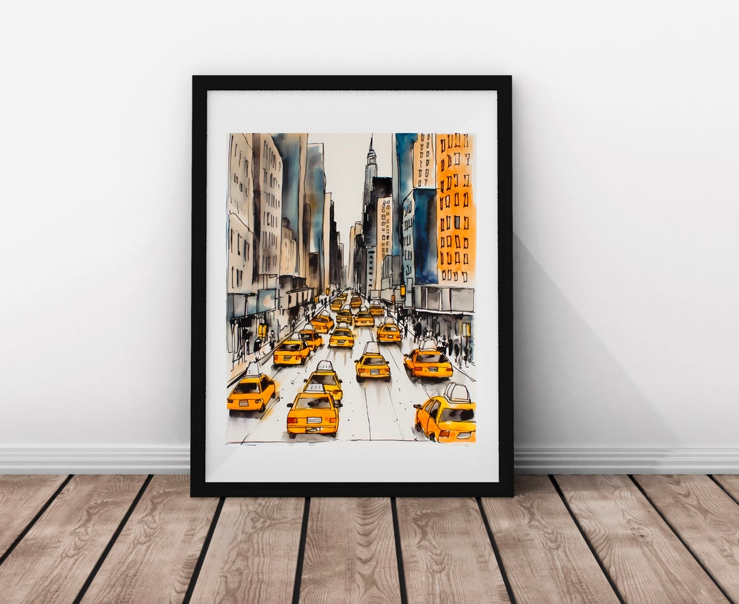 New York City Taxi Cab Print, NY Wall Art Poster Photo Giclee Art, NYC ...