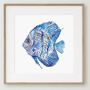 Discus Fish Print: Abstract Watercolor Tropical Wall Art