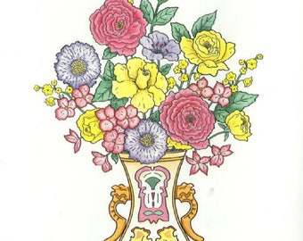 32-page Floral Bouquets Printable Colouring Pages