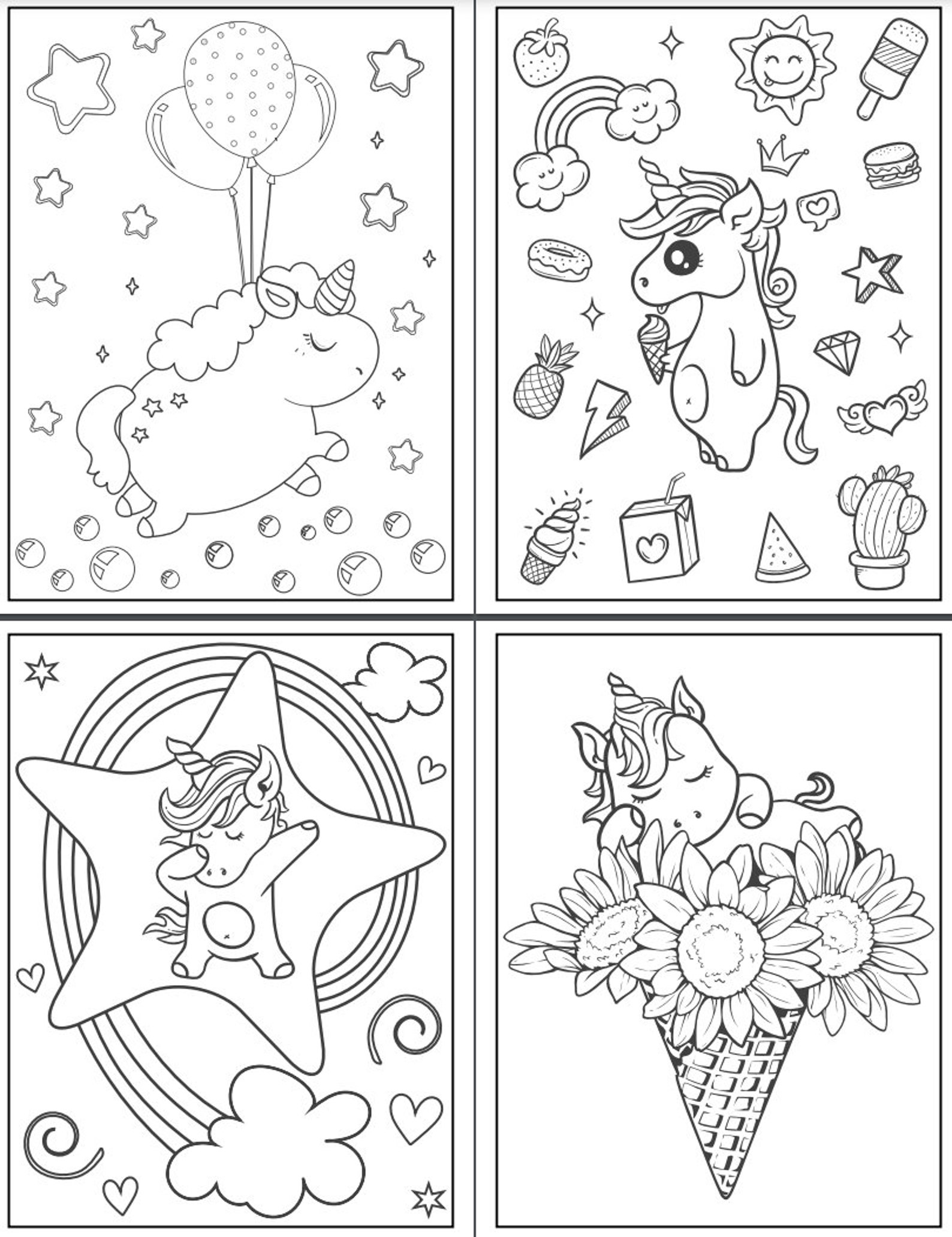 Digital Unicorn/Unicat Coloring Pages for Kids: Unicorn Mega | Etsy