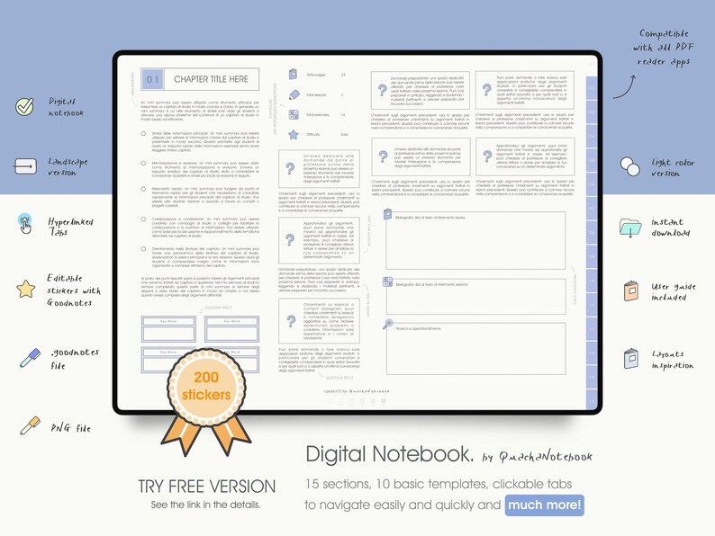 Tab Digital Landscape Notebook for Taking Notes on Ipad. Student ...