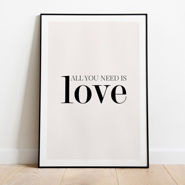 All you need is love Print | All you need is love Typography Poster | Gift For Her | Printable Art | Festive Home Decor | Digital Download