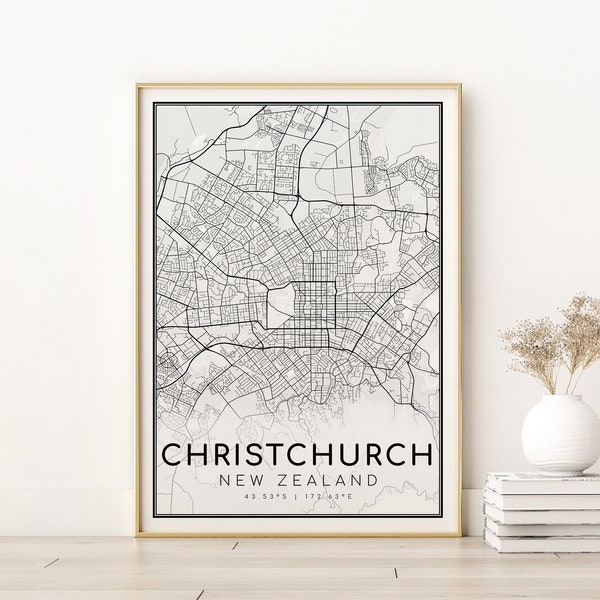 Christchurch Map Etsy