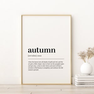 Herbst Definition Print, druckbares Poster, Herbst Wand Kunst Drucke, minimalistisches Poster, ästhetisches Poster, Wörterbuch Druck, Instant Download