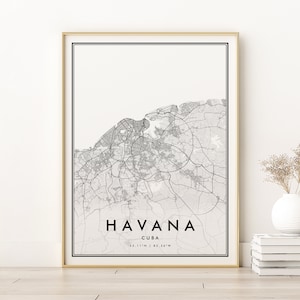 Havanna Karte Drucken, schwarz und weiß Havanna Stadtplan, Havanna Wand Kunst, druckbare Havanna Kuba Straßenkarten, Geschenke für sie, digitaler Download