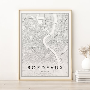 Impression de carte de Bordeaux, carte de la ville de Bordeaux, art de la carte des rues, carte de voyage de Bordeaux moderne, affiche de la carte routière, téléchargement immédiat carte de Bordeaux