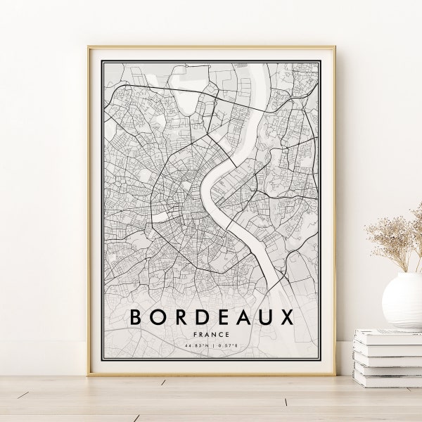 Bordeaux Map Print, Bordeaux France City Map, Street Map Art, Modern Bordeaux  Travel Map, Road Map Poster, instant download Bordeaux map
