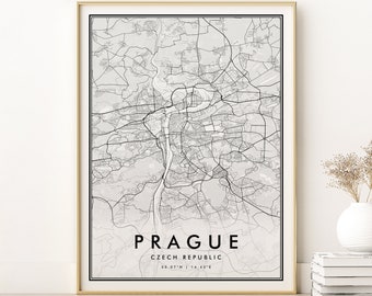 Prague map print, Czech Repubic city map print, Prauge poster, Travel Trip Map, Street Map Art, Printable Map Poster, instant download map