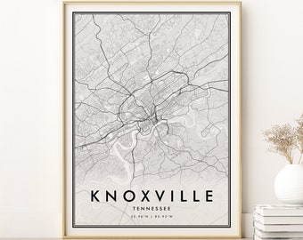 Knoxville Map Print, Knoxville Tennessee City Map Poster, Any Locations Retro Map Art, Knoxville Street Map, Travel Maps Digital Download,