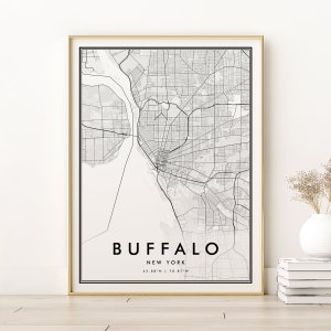 Buffalo Map Print, New York Buffalo City Map, Minimalist Buffalo Street map, Office Print Wall Art, retro city map poster, Digital Prints