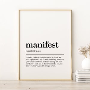 Manifest Definition Print, Manifest Quote Poster, Wall Art Prints, Manifest Aesthetic Poster Art, Personalized Gift, Digital Download