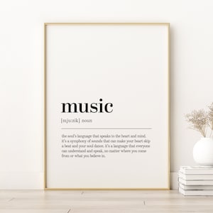 Music Definition Print, Music Quote Poster, Music Art Prints, Aesthetic Poster Art, Minimalist Print, Personalized Gift, Digital Download