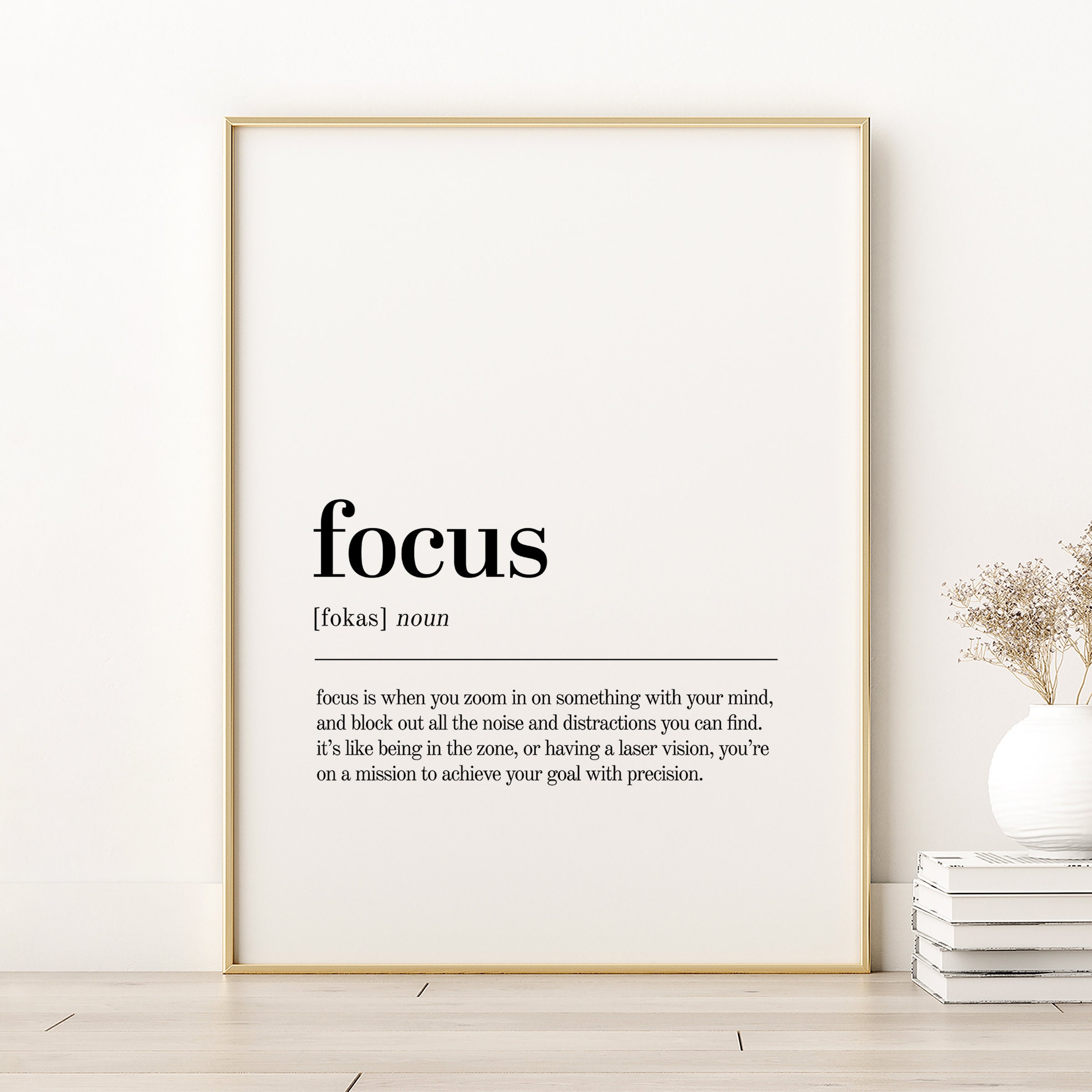 Focus Definition Print, Focus Quote Poster, Focus Wall Art Prints, Aesthetic Poster, Minimalist Print, Personalized Gift, Digital Download