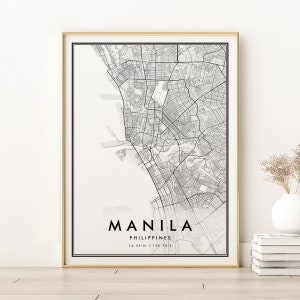 Manila Karte Druck, Philippinen Stadt Karte Poster, Manila Philippinen Karte, minimalistische Kunst, Karten und Drucke, Geschenke für Ihn, Digitaldrucke