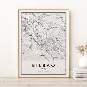 Impressão do mapa de Bilbao, Mapa da cidade de Bilbao, Impressão do mapa da cidade natal de Bilbao Espanha, Arte do mapa de ruas da cidade, Impressão do mapa da cidade natal da Espanha, mapa de download instantâneo