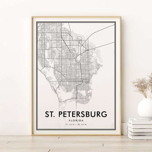 St. Petersburg Map Print, St. Petersburg Florida FL Usa map poster, gifts for her, City Map, minimalist art, maps and prints, Digital Prints