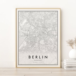Berlin Karte Druck, personalisierte Berlin Karte Deutschland, Geschenk für neuen Job, benutzerdefinierte Lage Karte, Geschenke für ihn, Retro Street Map, sofortdownload