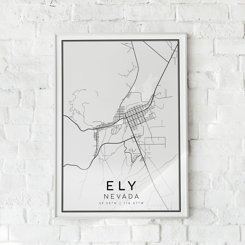 ELY City Map Nevada NV Wall Map Poster Engagement Map Art Etsy Australia