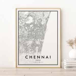 Impressão de mapa de Chennai, mapa da cidade de Chennai, mapa de viagem de viagem de Chennai Índia, arte de parede do mapa do estado, pôster de mapa de estradas vintage, mapa de estradas de download instantâneo