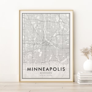 Minneapolis Map Print, Minnesota USA MN Minimalist Map Print, City Map Poster, Modern Minneapolis City Map, gifts for him, Digital Download