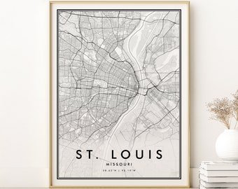 St. Louis City Map, St. Louis Missouri USA city map posters, personalized gifts Designs, custom map gift, gifts for him, Digital Download