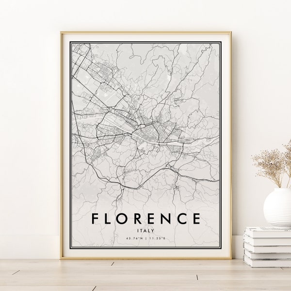 Florenz Karte, Italien Karte Poster, Geschenke für Sie, Florenz Stadtplan zum Ausdrucken, minimalistische Kunst, Karten und Drucke, Instant Download