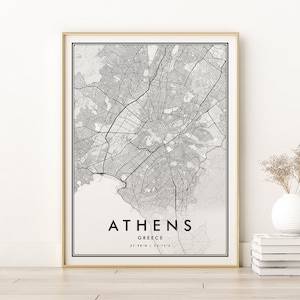 Athen Karte Druck, Athen Griechenland Karte Poster, Retro Stadtplan von jedem Ort Druck, minimalistische Athen Karte, Design-Download, digitaler Download