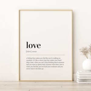 Stampa definizione amore, Poster stampabile amore, Stampe d'arte da parete amore, Poster minimalista, Poster estetico, Stampa dizionario, Download istantaneo
