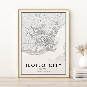 Mapa da cidade de Iloilo, impressão de mapa minimalista, pôster do mapa da cidade de Iloilo City Filipinas, impressão moderna da cidade de Iloilo, presentes para ele, download digital