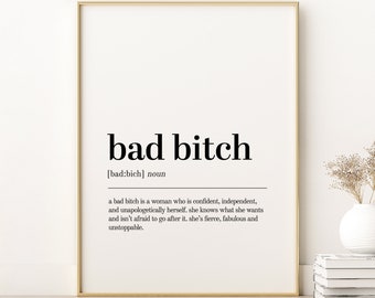 Bad Bitch Definition Print, Bad Bitch Dictionary Print, Birthday Gift Idea, Gifts For Him, Bad Bitch Printable Wall Art, Digital Download