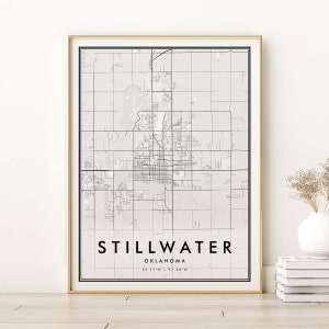 Stillwater Oklahoma Map Print, Geschenke für Sie, Retro Travel Map Poster, Office Print, Wand Kunst City Map, Digital Poster