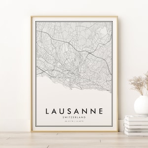 Leo Stadtplan Druck, Schweiz Karte, Minimalis Retro Road Map Karte, Geschenke, Stadtplan und Drucke, Paris Karte