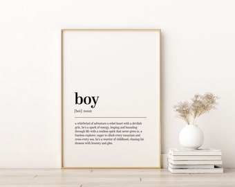 Boy Definition Print, Boy Printable Poster, Retro Boy Art Prints, Minimalist Poster, Aesthetic Poster, Dictionary Print, Instant Download