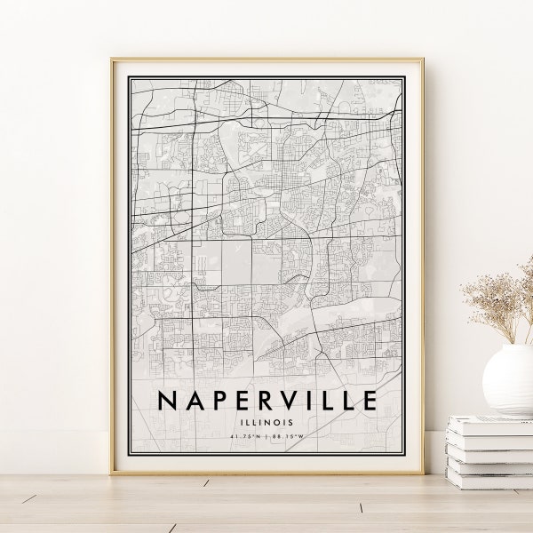 Naperville Map Print, Naperville Illinois City Map Poster, engagement map print, personalized city map art, gifts for her, Digital Download