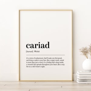 Cariad Definition Print, Cariad Office Definition Print, Cariad Einzigartige Geschenkidee, Geschenke für Sie, Wörterbuch Kunstdruck, Instant Download