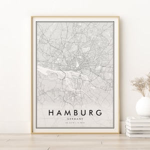 Hamburg Karte Druck, Deutschland personalisierte Karte Druck, neuer Job Geschenk, Benutzerdefinierte beliebiger Orte Karte, Retro Hamburg Karte Poster Poster, digitaler Download
